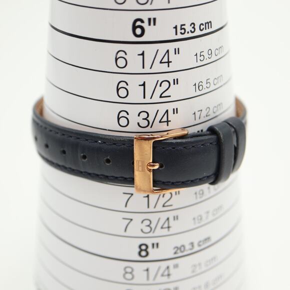 Tommy Hilfiger Womens Rose Gold Tone Slim 35mm Watch Blue Leather w New Battery main image 6